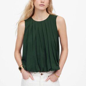 Madewell Womens Sleeveless Crewneck Bubble Top, Green, NWT, Size Large
